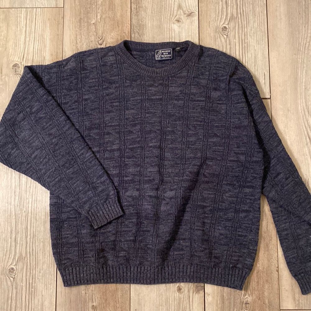 Vintage Peconic Bay Cotton Cable Knit Men’s XL Sweater Navy Blue